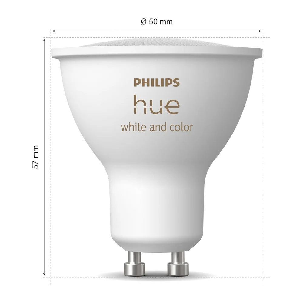 Philips Hue GU10 Spot 3-Pack (400lm) - Wit en Gekleurd Licht - Dimbaar - Verbind met Bluetooth of Bridge - — 2