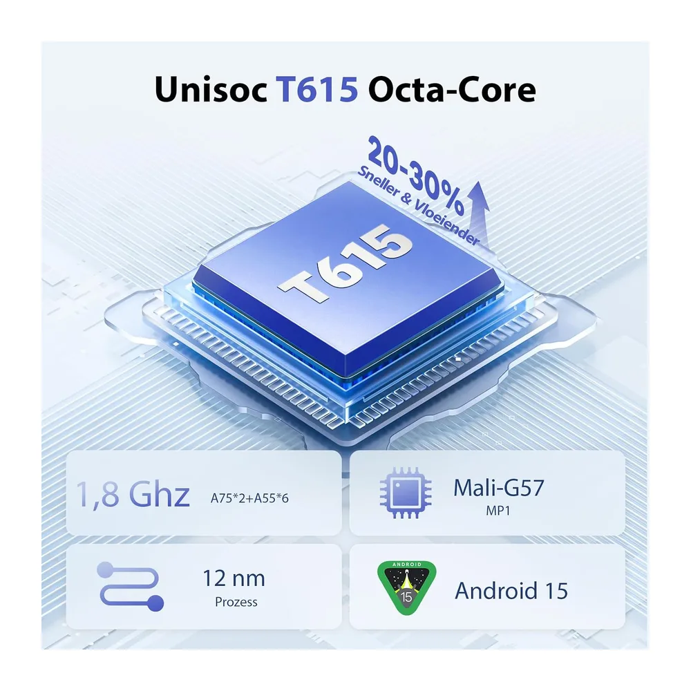 Tablet 10 Inch, Android 15 Tablets met Hoes, Muis & Toetsenbord, Octa-Core, 24 GB RAM + 128 GB ROM + 1 TB TF, — 2