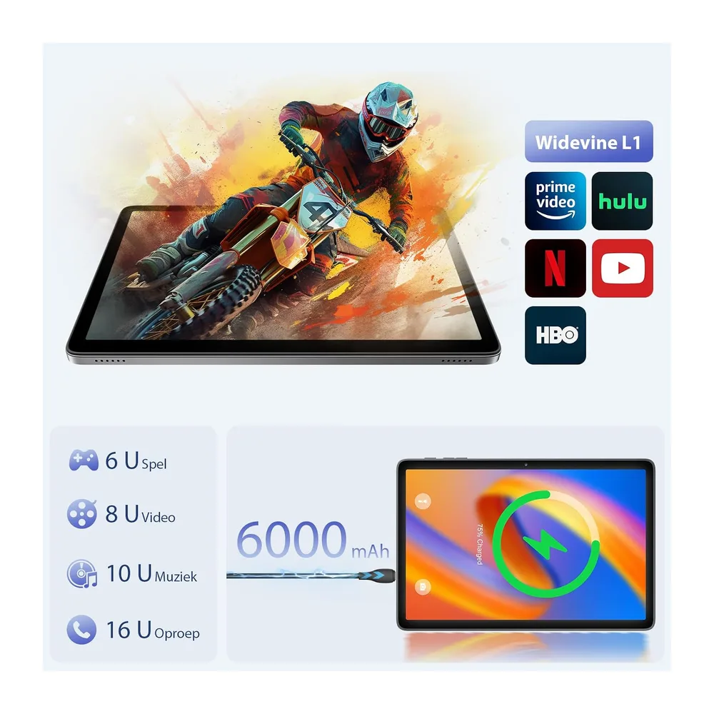 Tablet 10 Inch, Android 15 Tablets met Hoes, Muis & Toetsenbord, Octa-Core, 24 GB RAM + 128 GB ROM + 1 TB TF, — 5