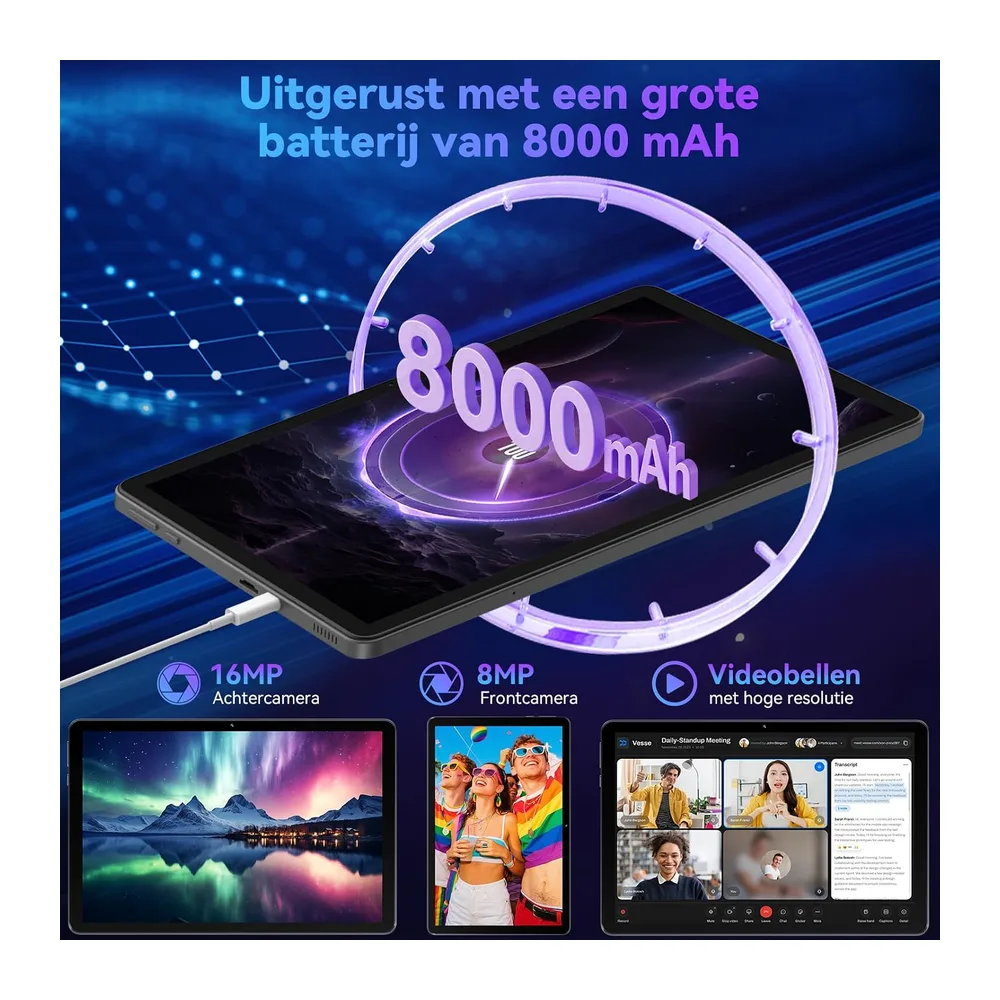 11 Inch Tablet met toetsenbord｜ Android 16 met Gemini AI｜ 32GB RAM + 128GB ROM (1TB TF)｜1920*1200 90Hz — 6