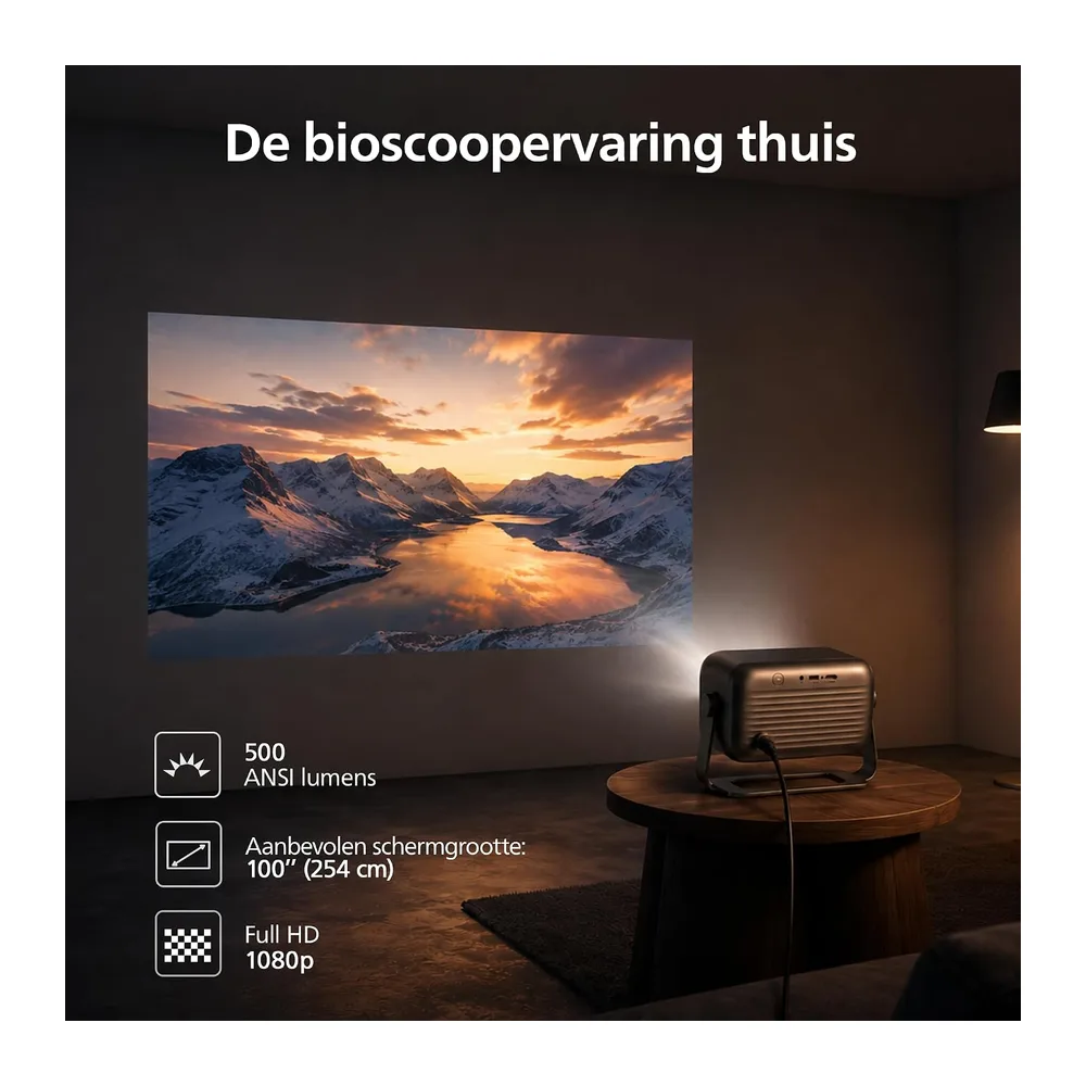Philips NeoPix 460 Smart LCD LED-beamer, Full HD 1080p, 500 ANSI lumen, 100 inch scherm, Google TV, WLAN, — 4