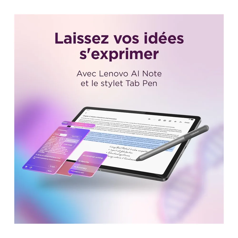 Lenovo Idea Tab - Tablet met touchscreen, geïntegreerde AI 11'' 2.5K, 90Hz (MediaTek Dimensity 6300, 8Coeurs, RAM 8Go