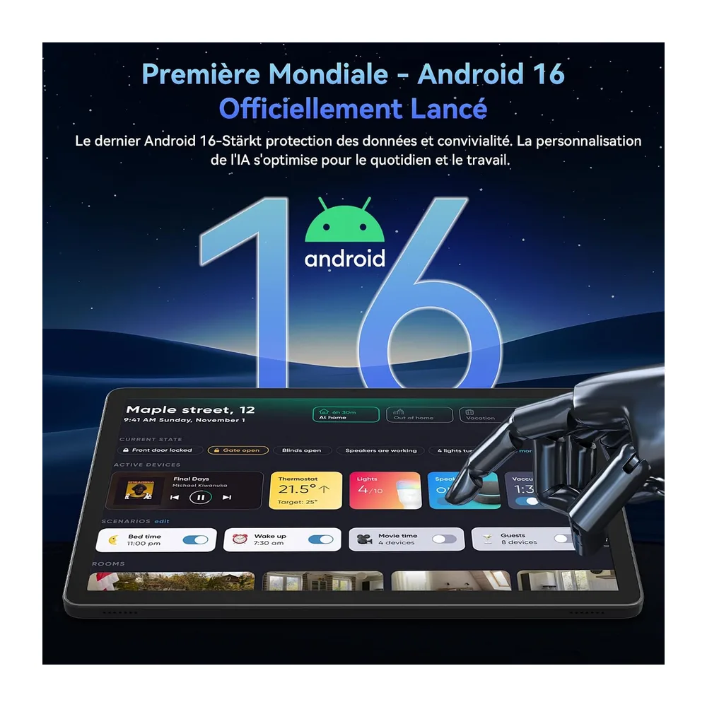 TABWEE T90 Tablet met Touchscreen 11 inch Android 16 met Toetsenbord en Stylus | Gemini AI 4.0, 24 GB RAM+128 GB ROM (TF 2 TB), FHD-scherm Widevine L1, 8000 mAh accu, 2-in-1 Tablet-pc, 5G WiFi/GPS - Grijs