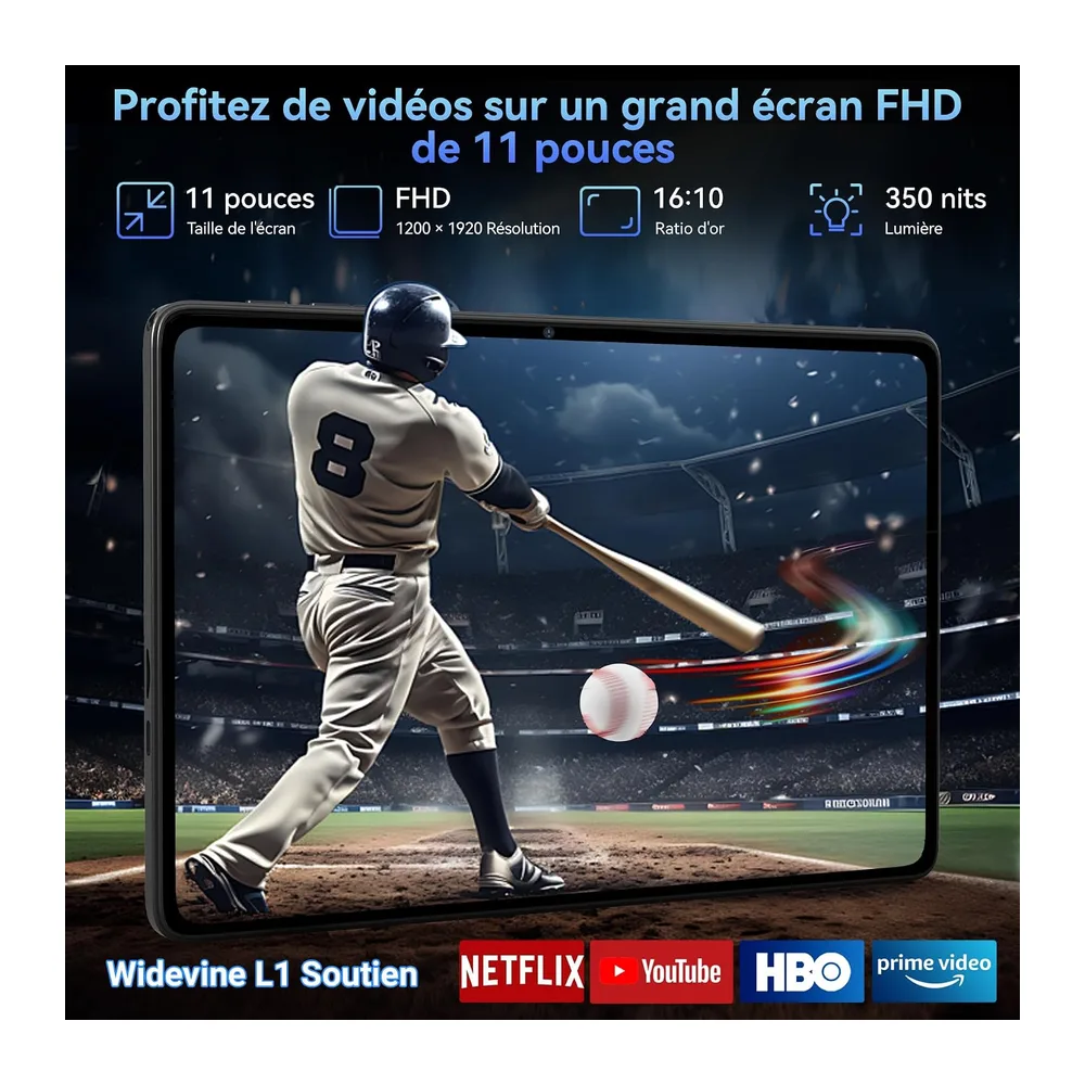 TABWEE T90 Tablette Tactile 11 Pouces Android 16 avec Clavier et Stylet | Gemini AI 4.0, 24 Go RAM+128 Go ROM(TF 2 To), 