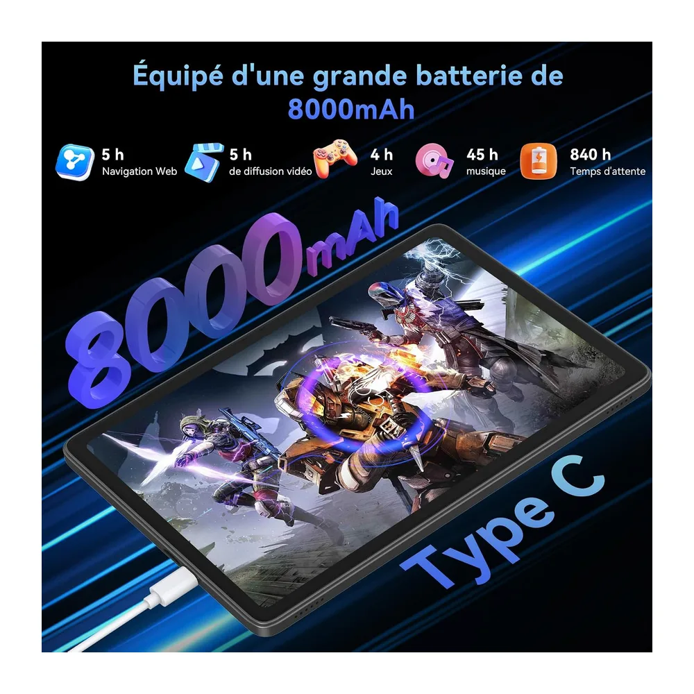 TABWEE T90 Tablette Tactile 11 Pouces Android 16 avec Clavier et Stylet | Gemini AI 4.0, 24 Go RAM+128 Go ROM(TF 2 To), 