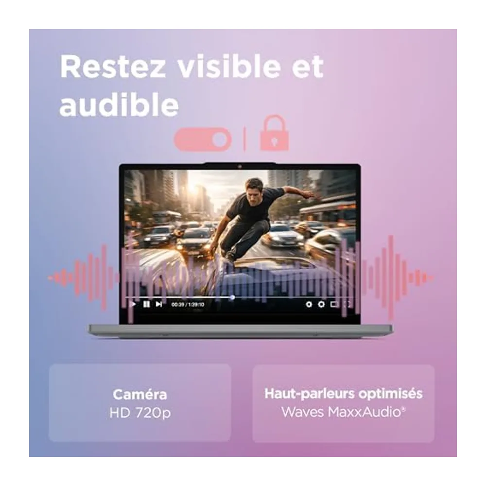 Lenovo Chromebook 14M8911 - Ordinateur Portable 14'' WUXGA (MediaTek Kompanio 540, RAM 4Go, SSD 128Go, Arm Mali-G57 MC2 