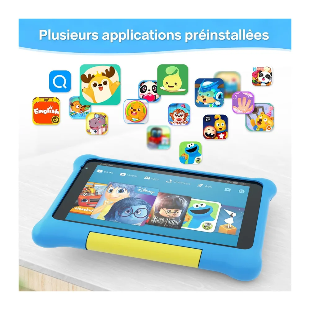 Yicty Kindertablet 7 Pouces Android Educatieve Tablet 5Go RAM 32Go Uitbreidbaar TF 128Go, Ouderlijk Toezicht, Dubbele Cam