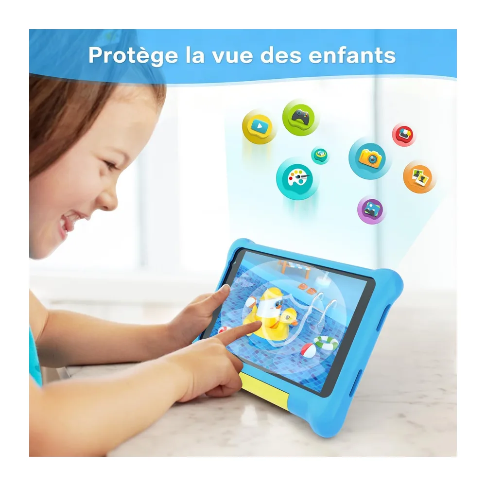 Yicty Kindertablet 7 Pouces Android Educatieve Tablet 5Go RAM 32Go Uitbreidbaar TF 128Go, Ouderlijk Toezicht, Dubbele Cam