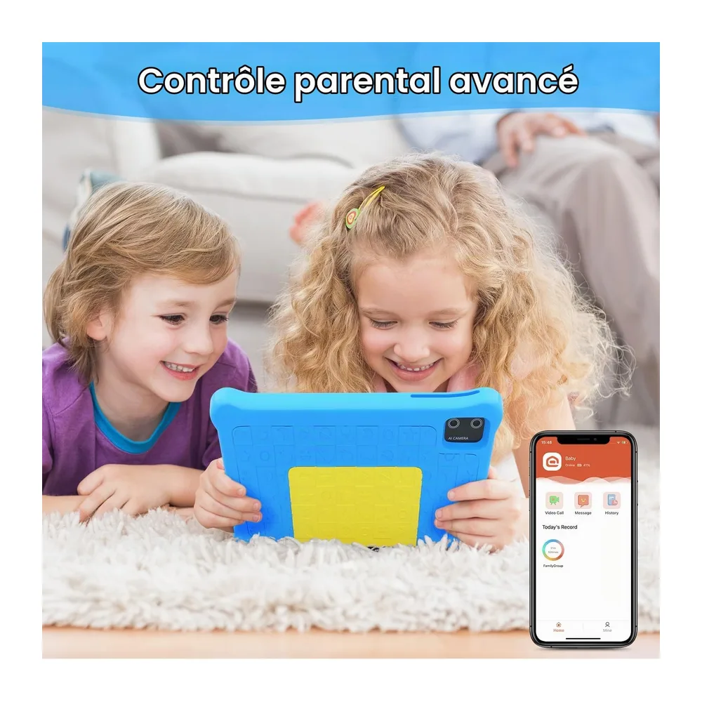 Yicty Kindertablet 7 Pouces Android Educatieve Tablet 5Go RAM 32Go Uitbreidbaar TF 128Go, Ouderlijk Toezicht, Dubbele Cam